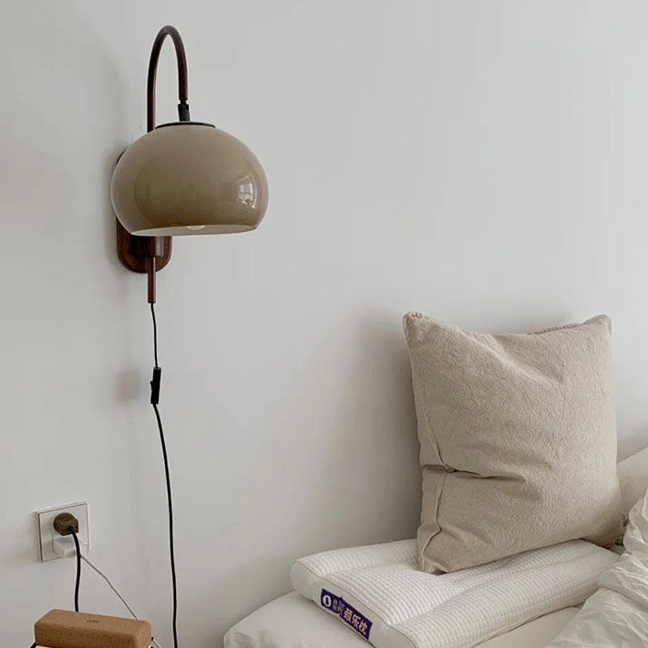 European Design Væglampe i glas og massivt træ