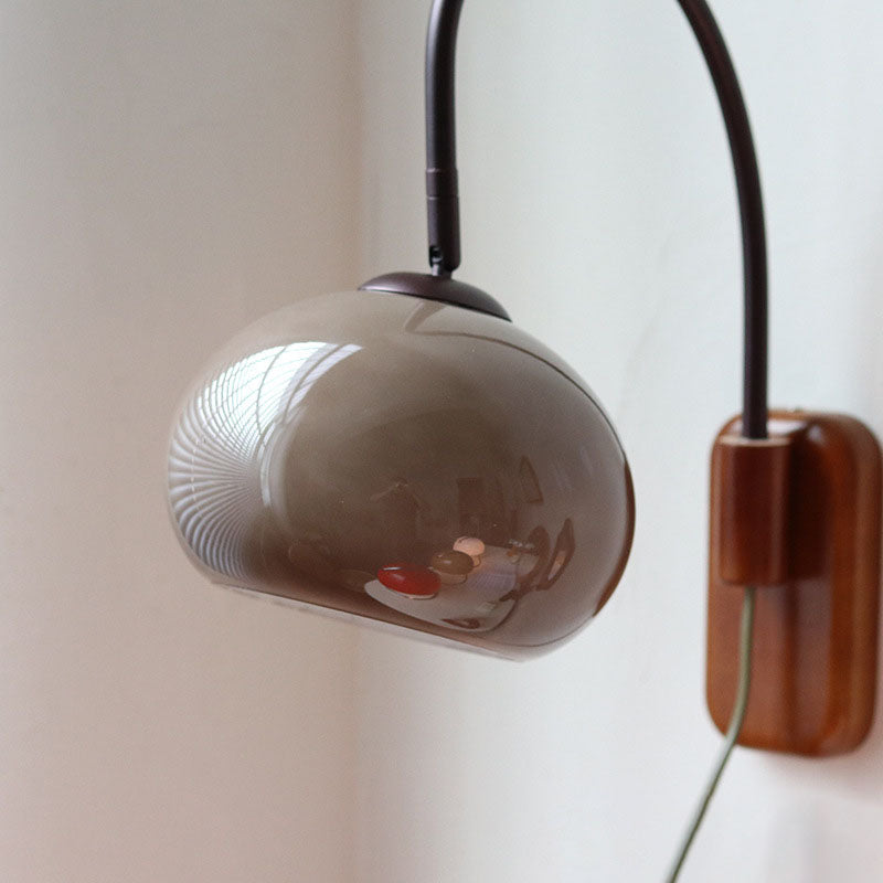 European Design Væglampe i glas og massivt træ