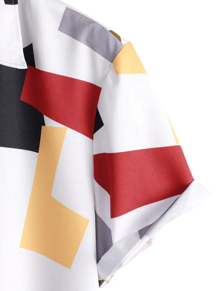 Raymund - Button-Down skjorte geometrisk farveblok print