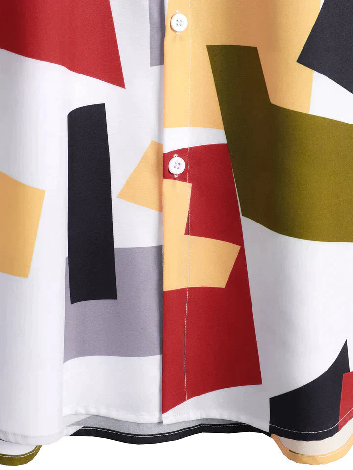 Raymund - Button-Down skjorte geometrisk farveblok print