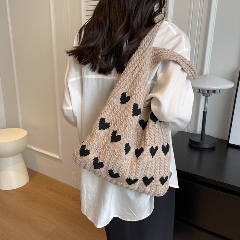 Sommer hæklet mulepose med hjerter