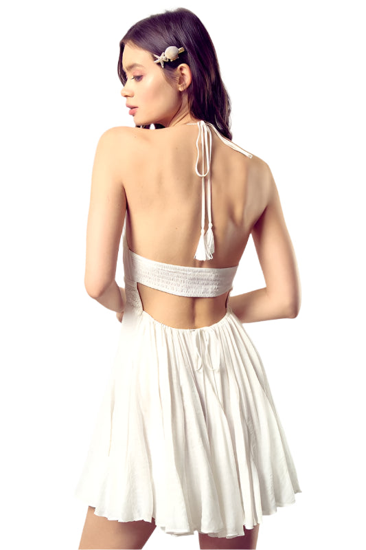 Eliza - Lace Trim Ryg Kjole med snoretræk