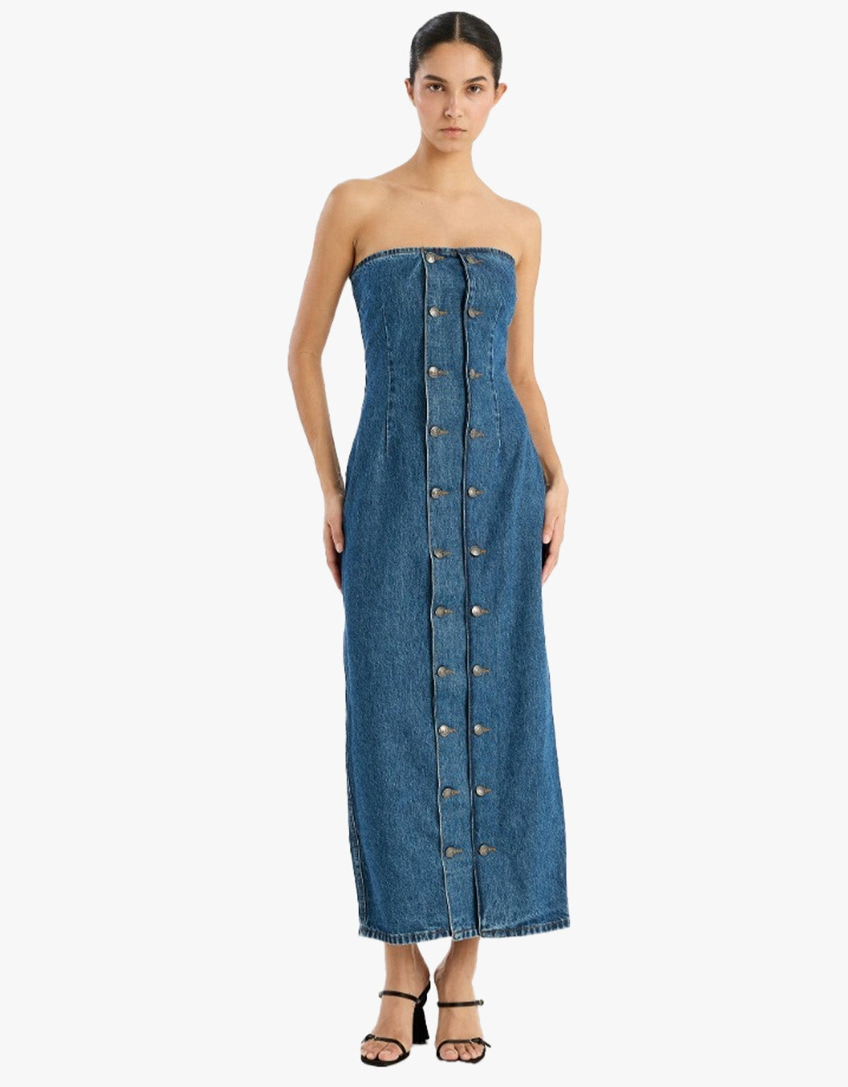 Daisy - Kjole med knapdetaljer i denim