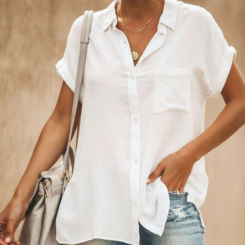 Sharon - Casual kortærmet vintage skjorte