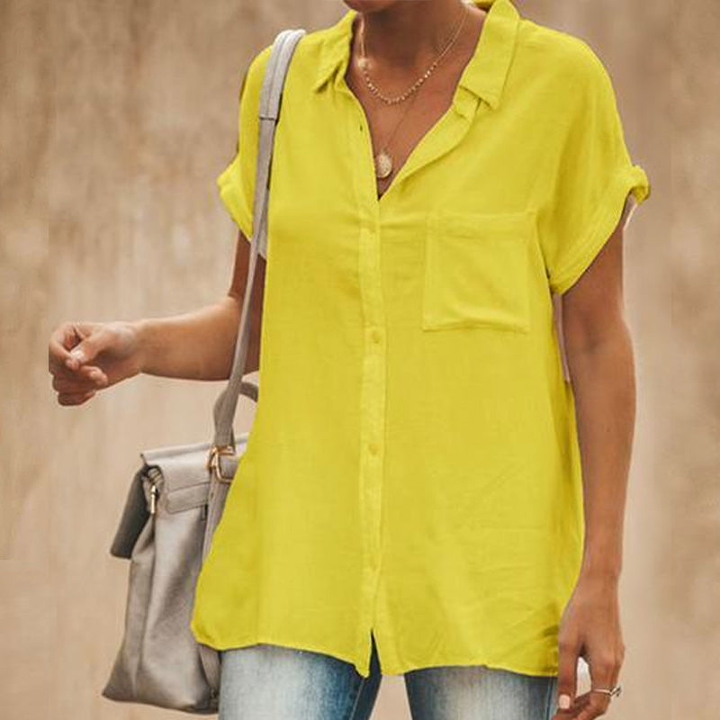 Sharon - Casual kortærmet vintage skjorte