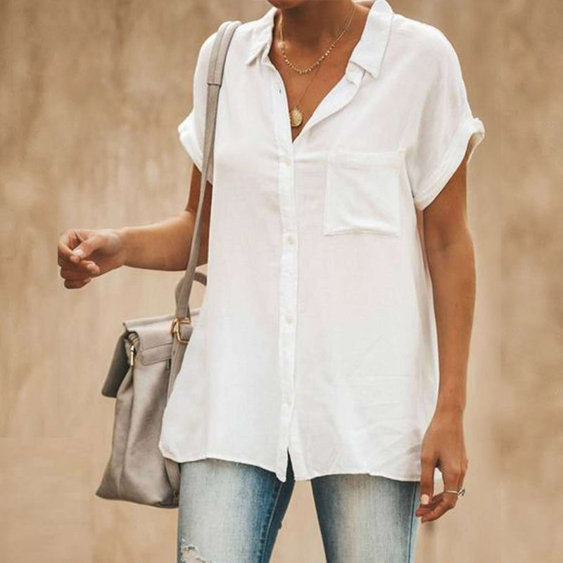 Sharon - Casual kortærmet vintage skjorte