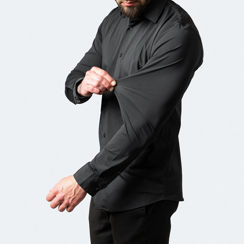 Kian - Stretchy langærmet skjorte med knapper