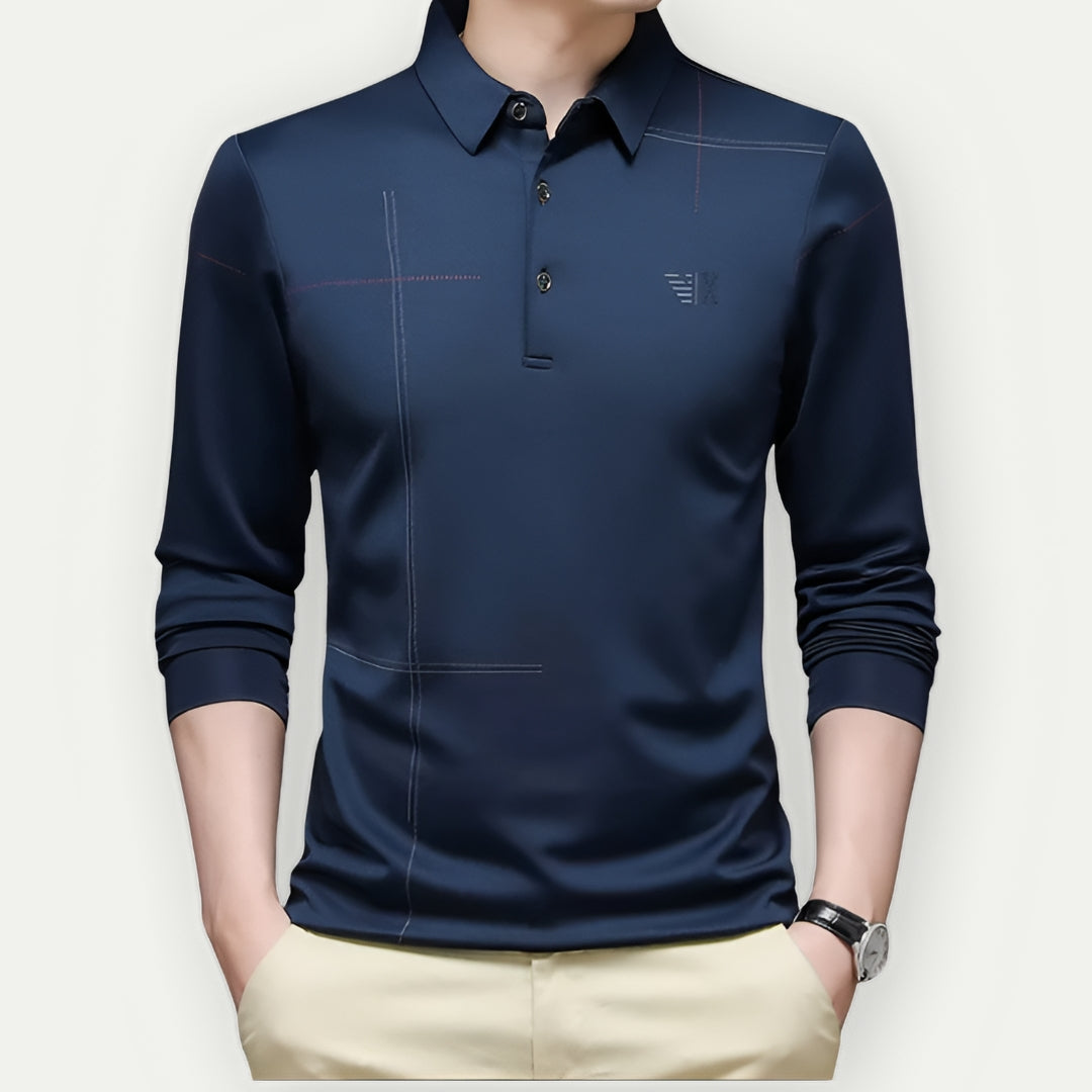 Daniel - Stilfuld langærmet poloshirt