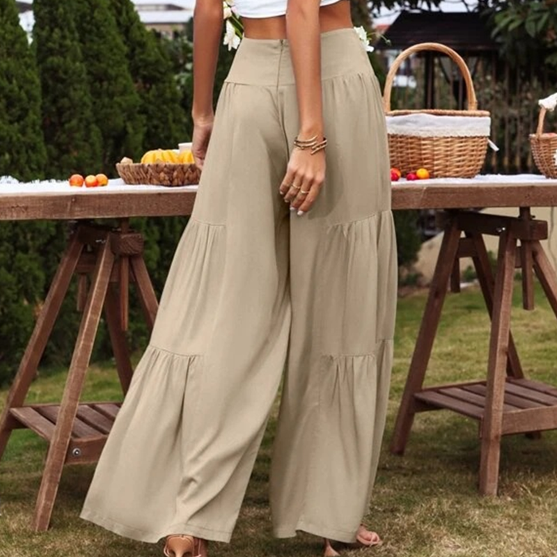 Gretia - Bukser i bomuldsblanding med brede ben