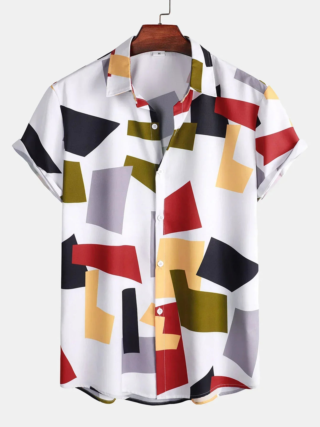 Raymund - Button-Down skjorte geometrisk farveblok print