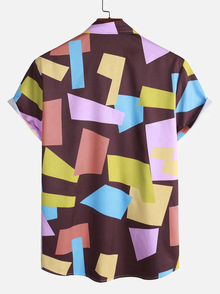 Raymund - Button-Down skjorte geometrisk farveblok print