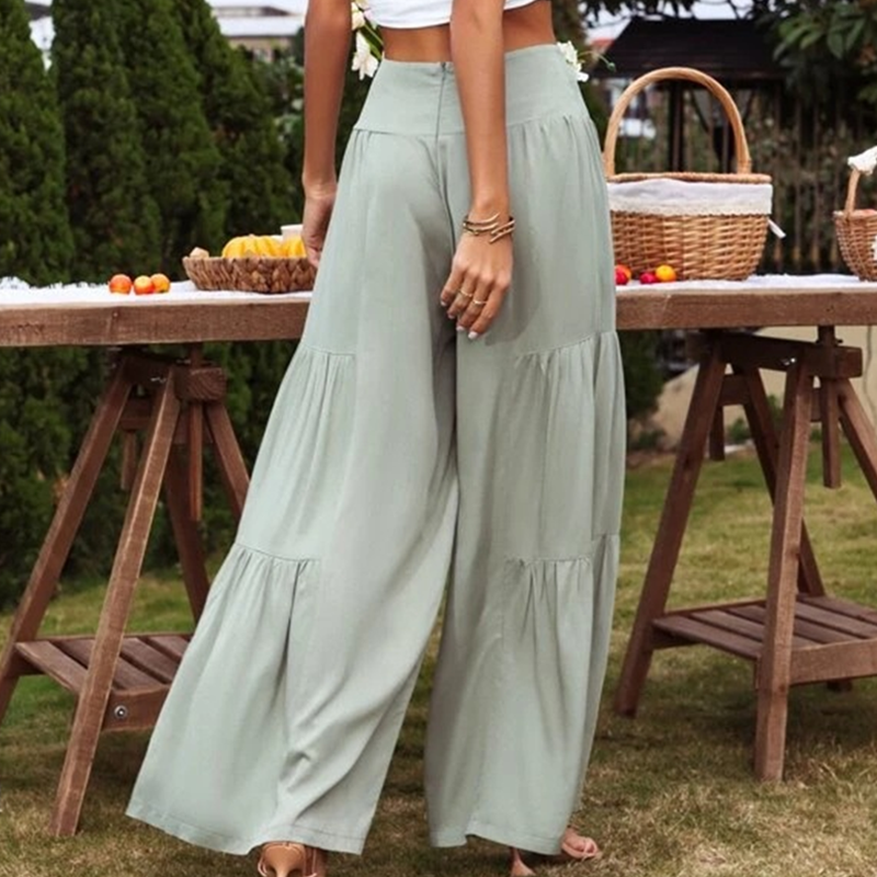 Gretia - Bukser i bomuldsblanding med brede ben