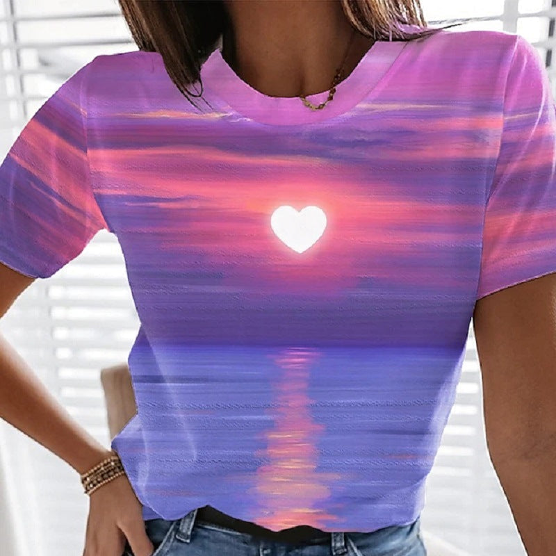 Leona - 3D-printet hjerte-T-shirt til kvinder