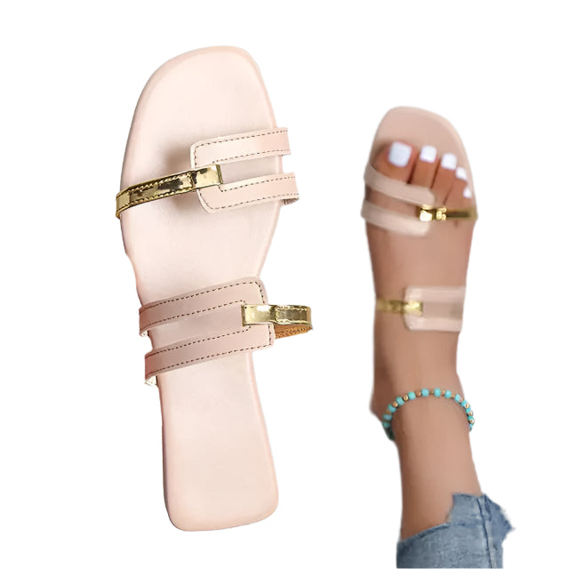 Miriam – Elegante flade hjemmesko med åben tå