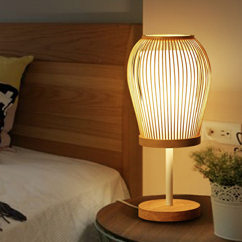 Vespera - Nordic Bamboo Bordlampe med Soft Glow Stofkerne