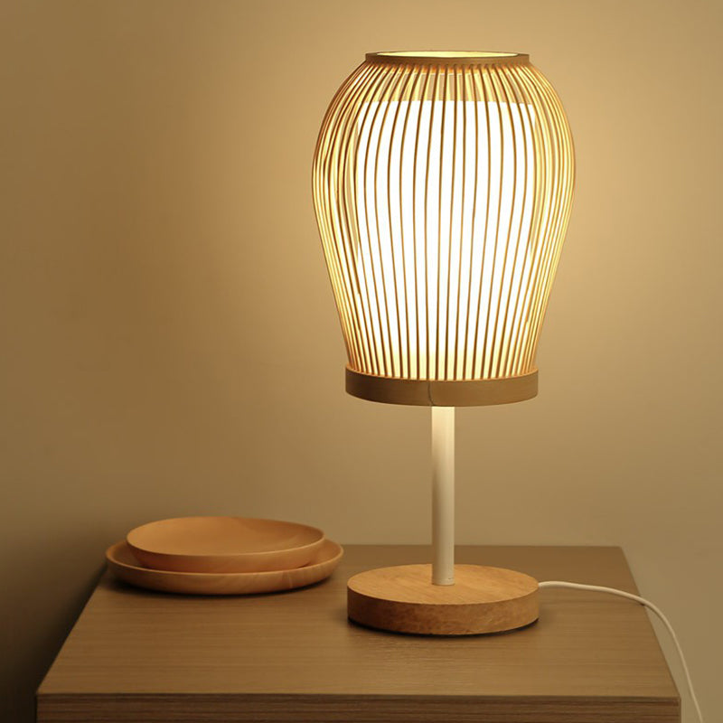 Vespera - Nordic Bamboo Bordlampe med Soft Glow Stofkerne