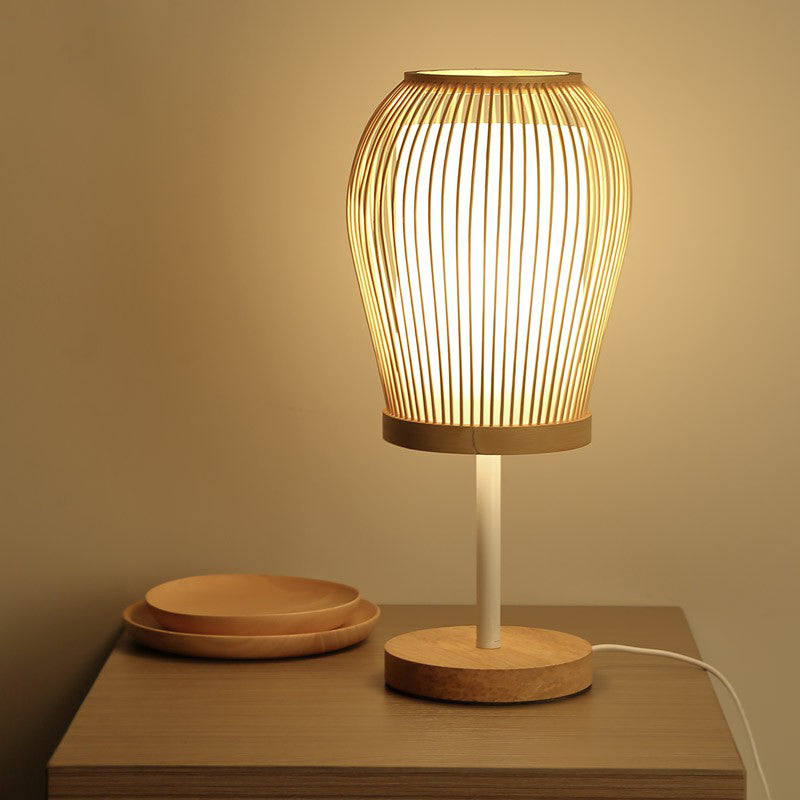 Vespera - Nordic Bamboo Bordlampe med Soft Glow Stofkerne
