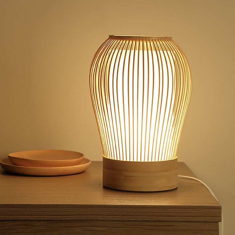 Vespera - Nordic Bamboo Bordlampe med Soft Glow Stofkerne