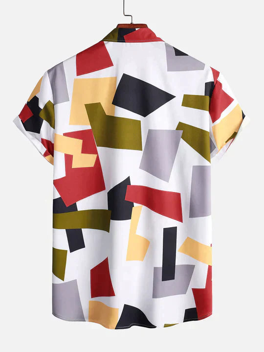 Raymund - Button-Down skjorte geometrisk farveblok print