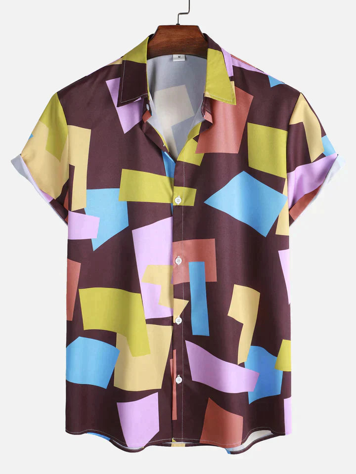 Raymund - Button-Down skjorte geometrisk farveblok print