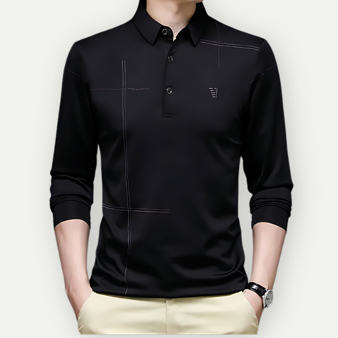 Daniel - Stilfuld langærmet poloshirt