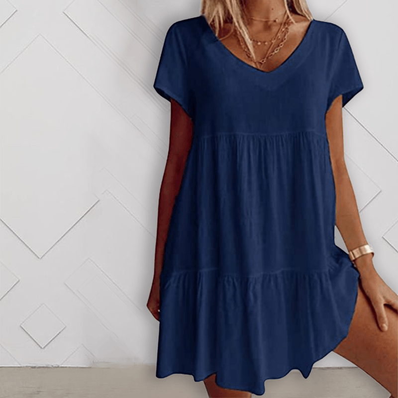 Minnie - V-hals afslappet kortærmet kjole