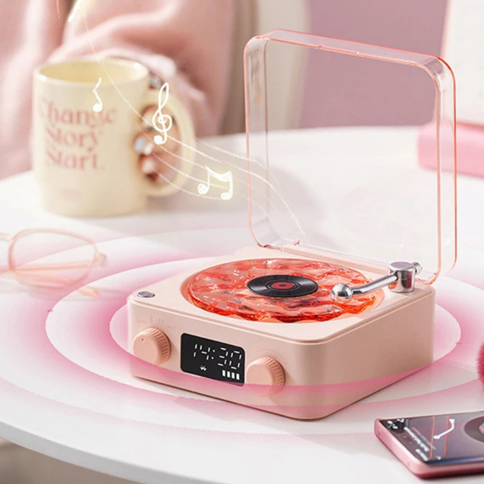 VintageVibe Soundbox - Retro vinyl højttaler med roterende pladespiller