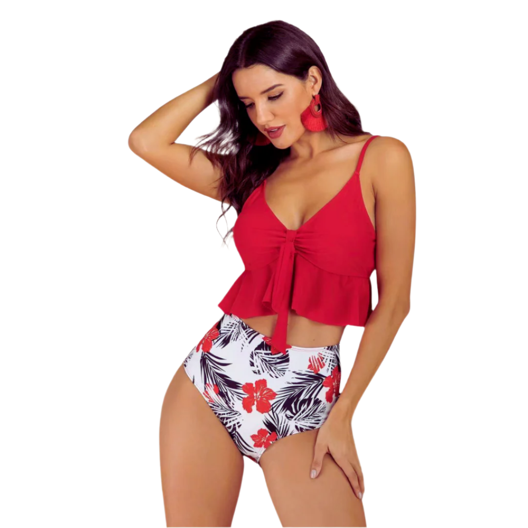 Eloise - Tropisk højtaljet bikini