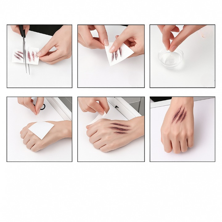 3D Blodsår Tatoveringsklistermærke – Vandtæt Halloween Makeup Tilbehør