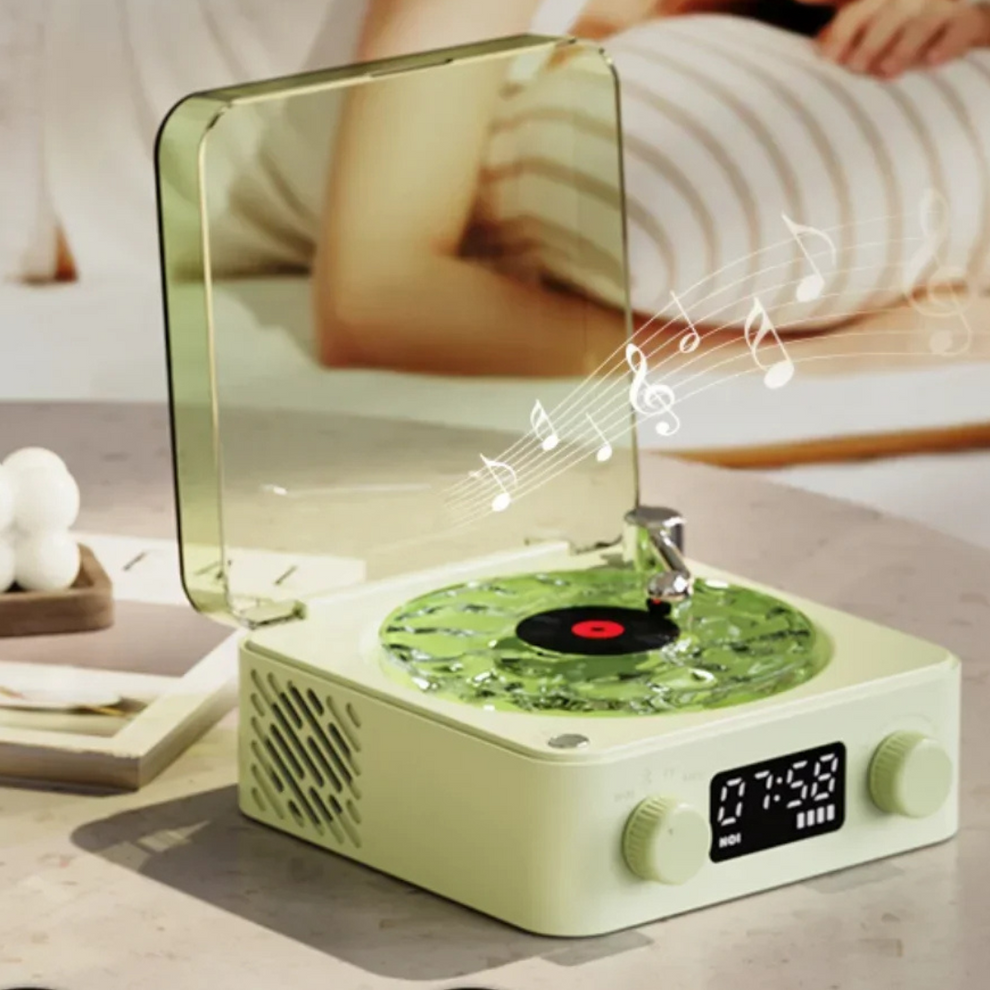 VintageVibe Soundbox - Retro vinyl højttaler med roterende pladespiller