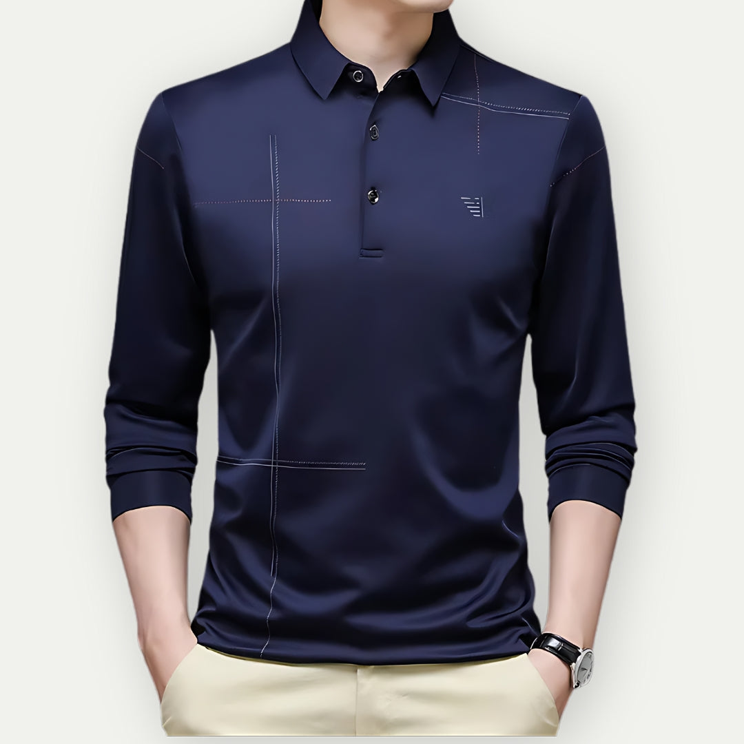 Daniel - Stilfuld langærmet poloshirt