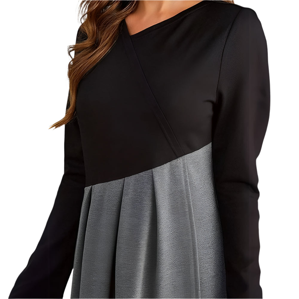 Alba – Langærmet højtaljet trapezkjole