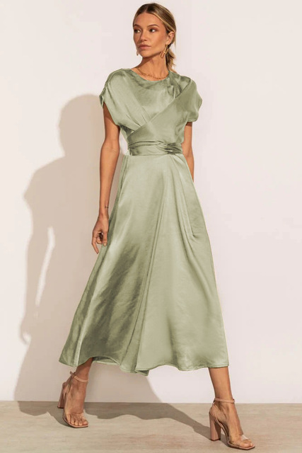 Athena - Elegant Crossover Satin Kjole