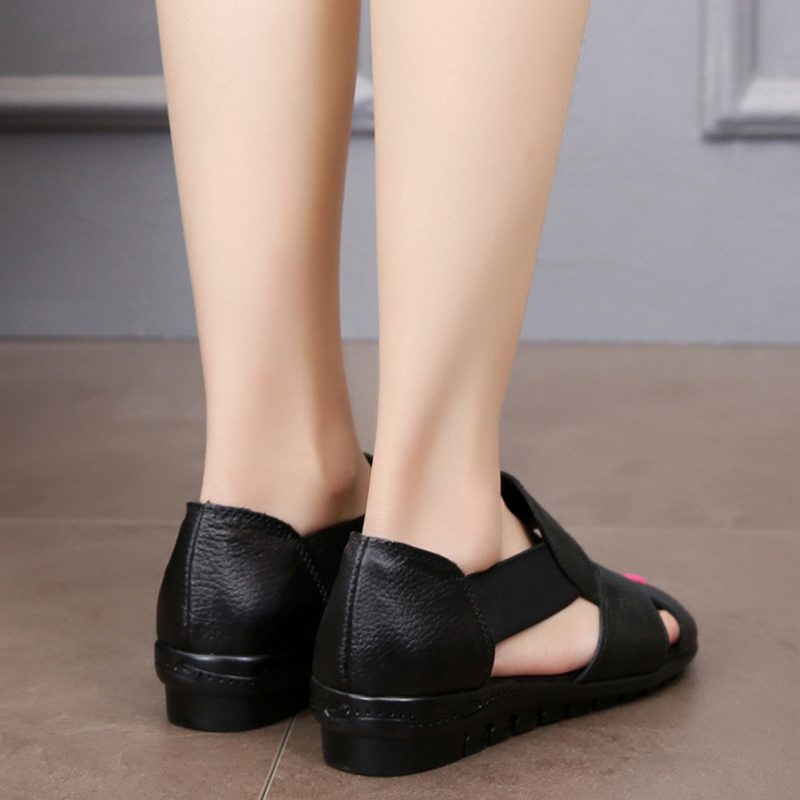 Zina - Elegante sorte lædersandaler