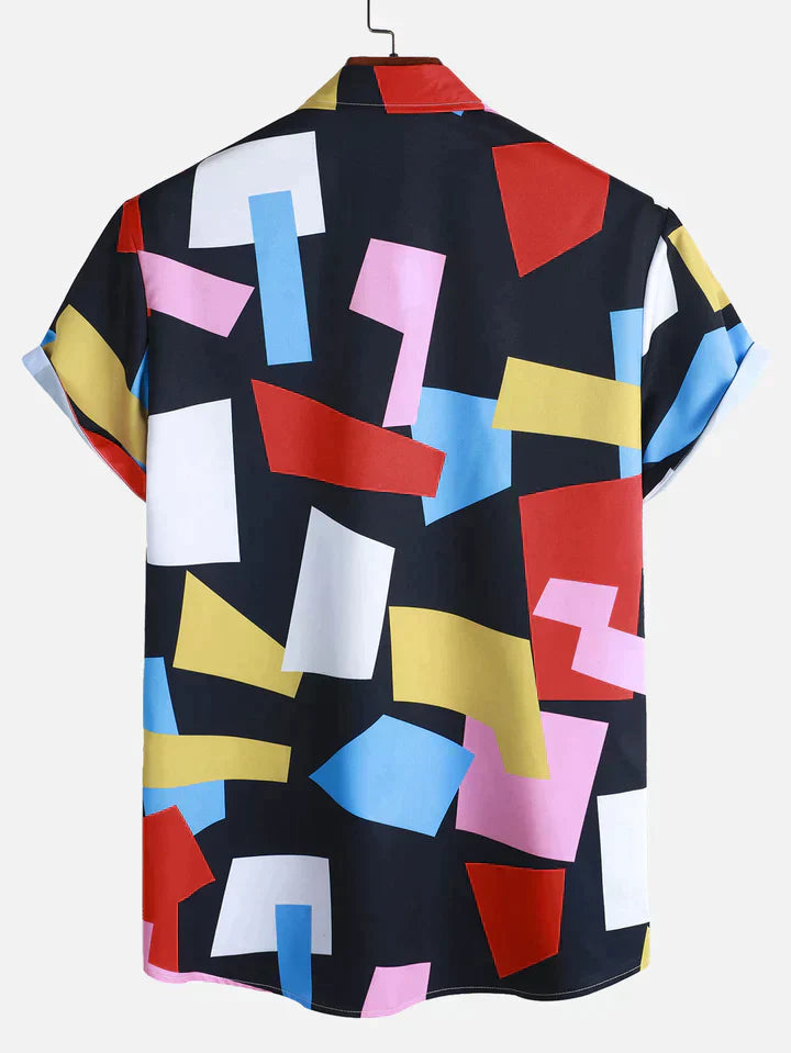 Raymund - Button-Down skjorte geometrisk farveblok print