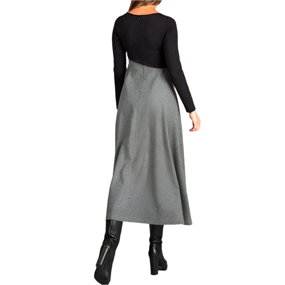 Alba – Langærmet højtaljet trapezkjole