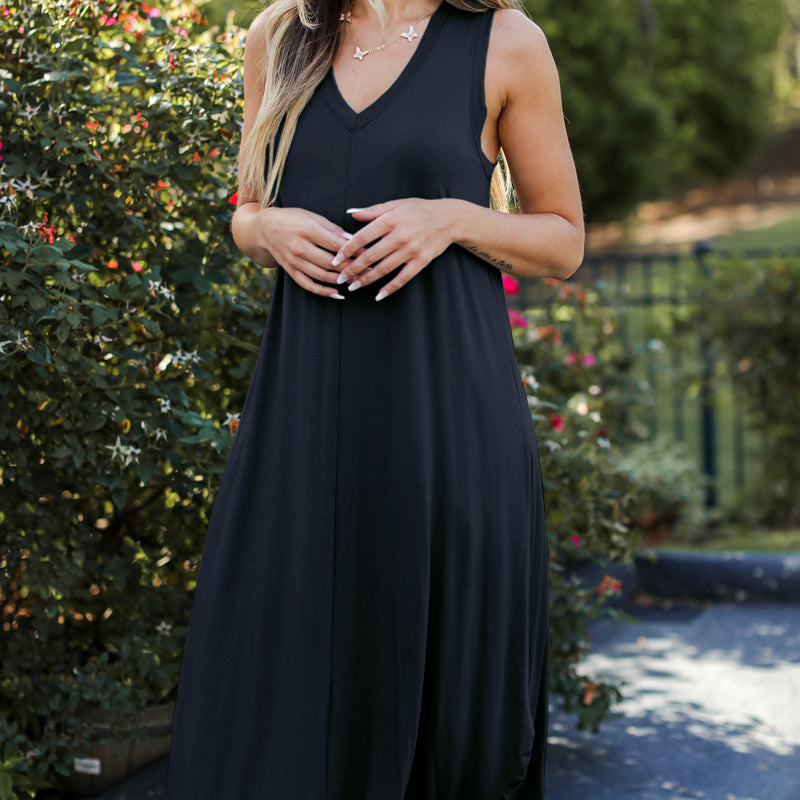 Claudette - Kjole uden ærmer med V-udskæring