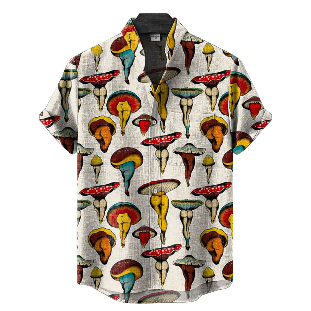 Oskar Casual Skjorte i Bomuld med Svampe Kunsttryk
