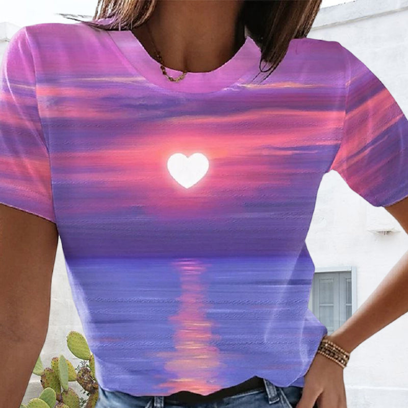 Leona - 3D-printet hjerte-T-shirt til kvinder