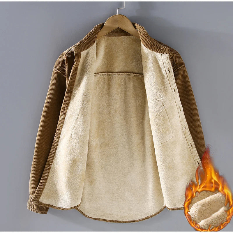 Ivan - Langærmet fløjlsskjorte med lommer