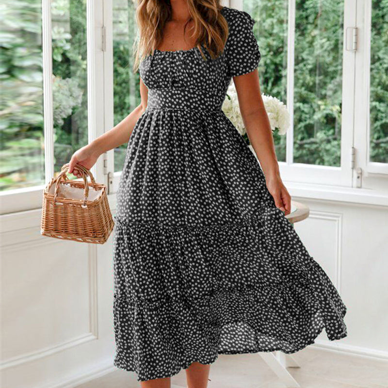 Florence - Floral maxikjole med firkantet halsudskæring