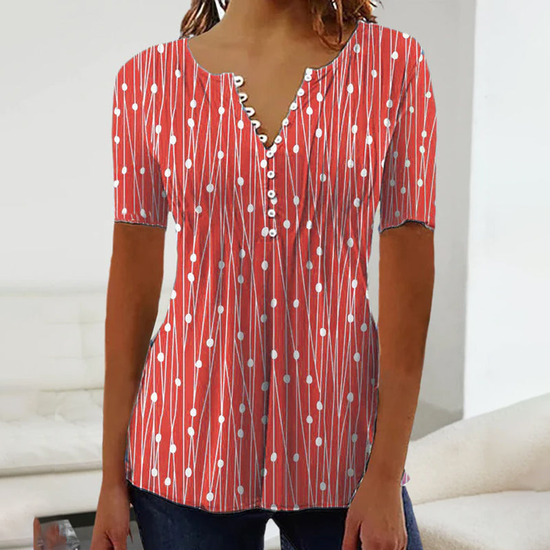 Samarra - T-shirt med prikker med V-hals