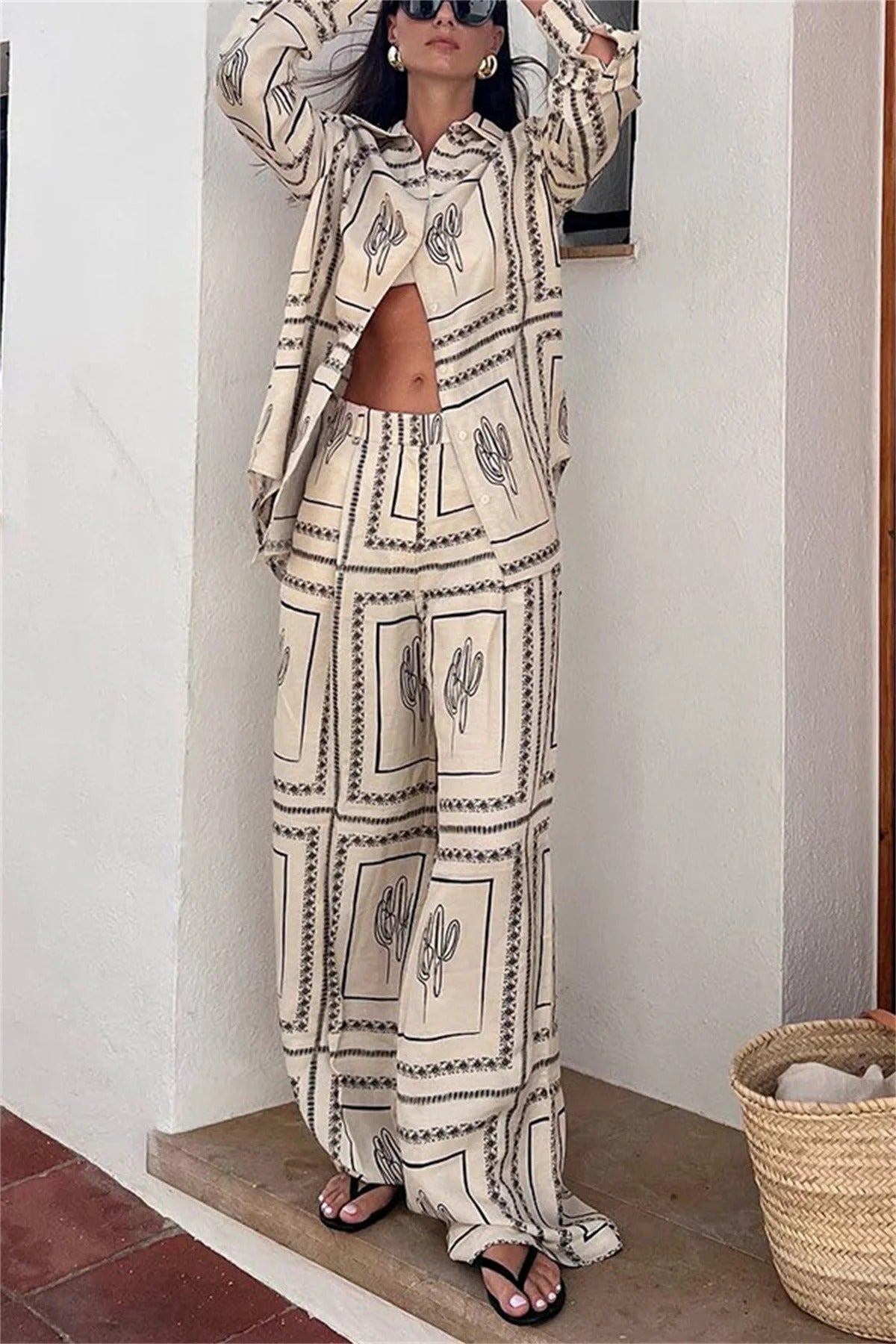 Amalia - Elegant skjorte- og buksesæt med print