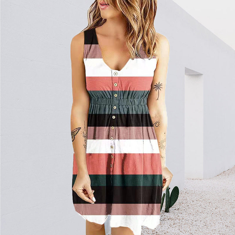 Elodie - Dame Ærmeløs Floral Print Shift Mini Kjole