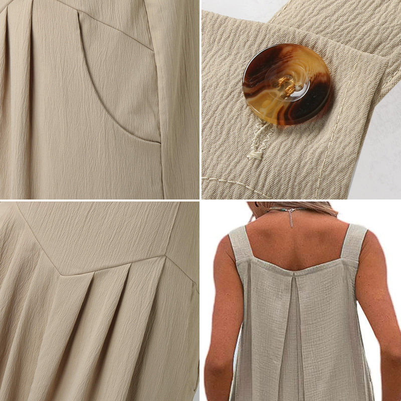 Mathilde - Ensfarvet jumpsuit med brede ben