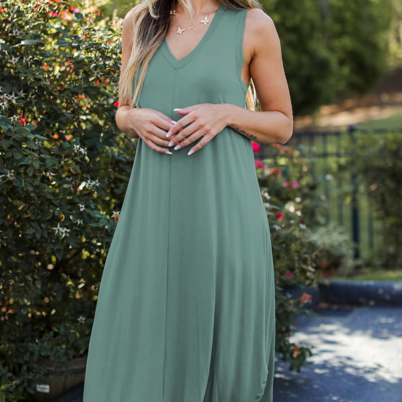 Claudette - Kjole uden ærmer med V-udskæring