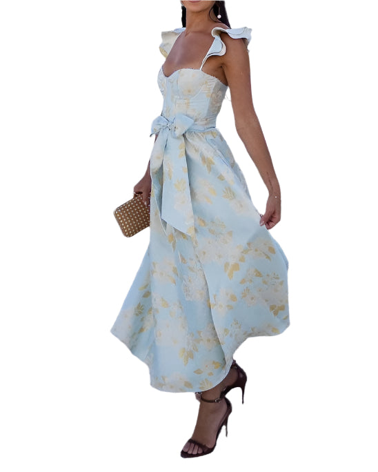 Daisy - Kjole med sommerfugletryk med sløjfe