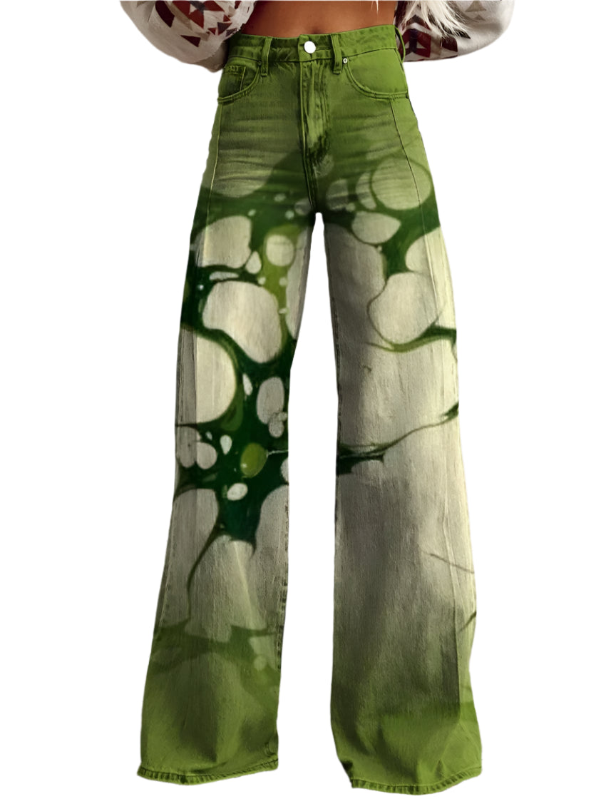 Cleo - Elefantbensbukser med retrogrønne nuancer