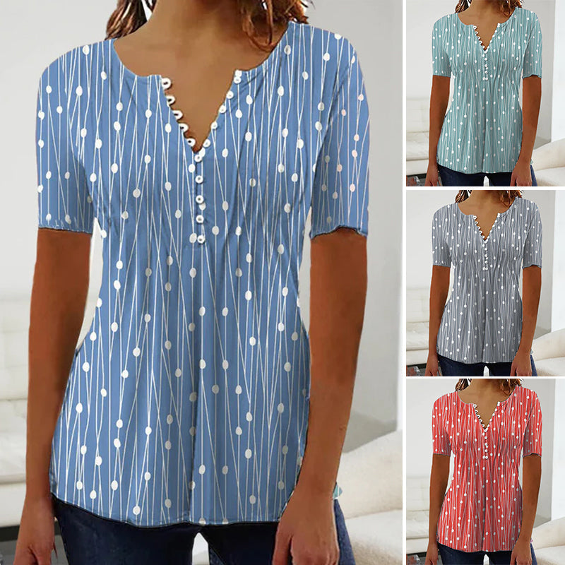 Samarra - T-shirt med prikker med V-hals