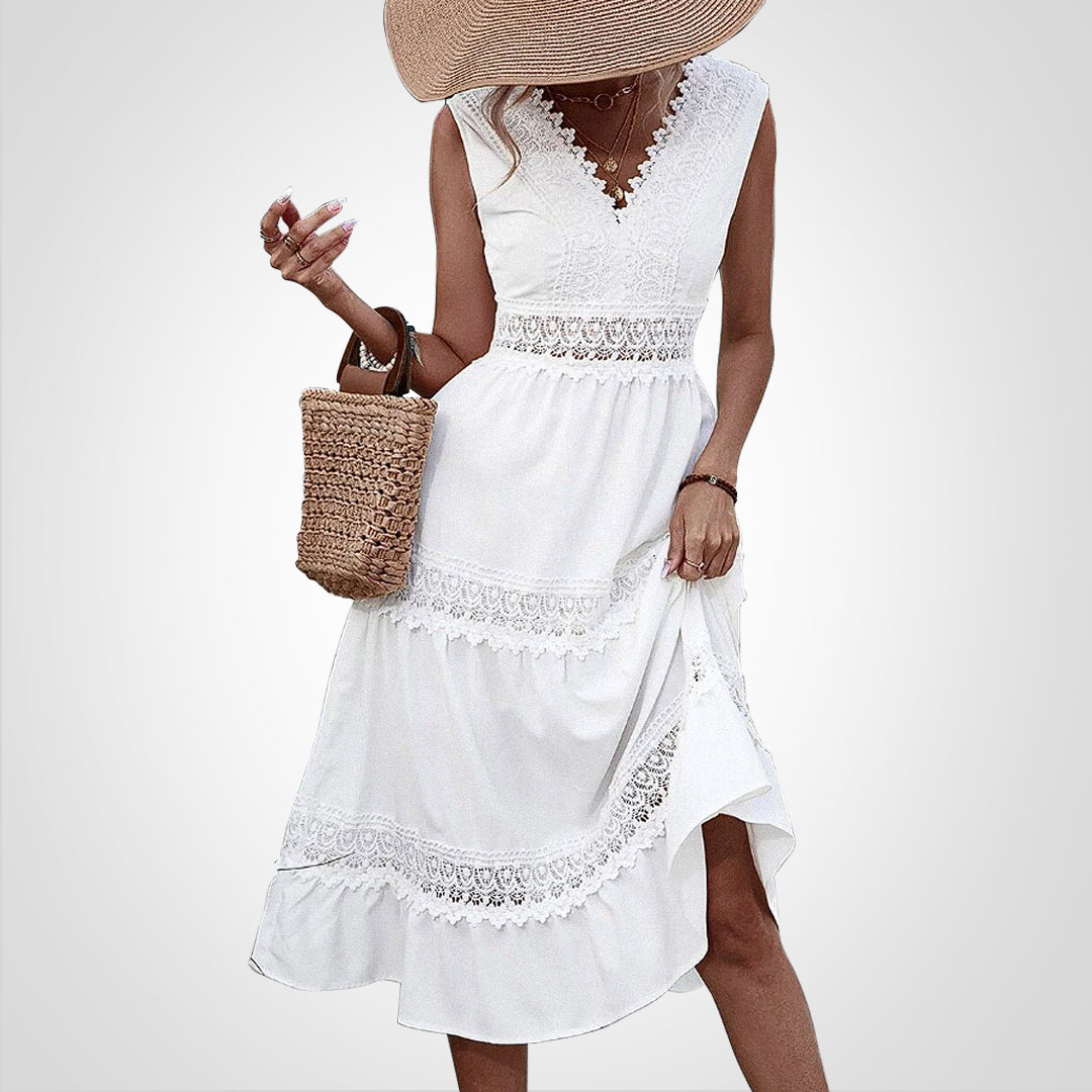 Anne | Blonde V-Hals Tank Kjole